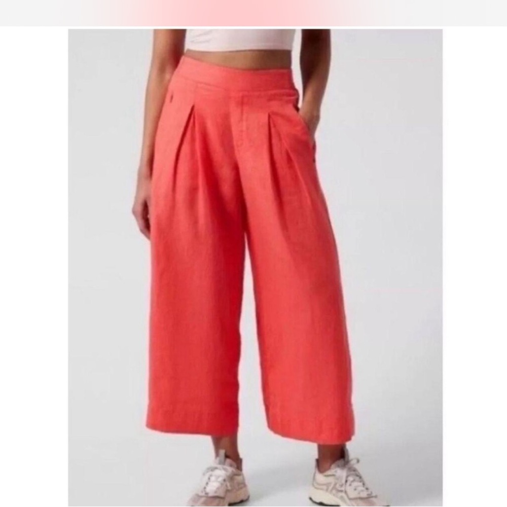 Athleta Wide-Leg Cropped Pants in Coral